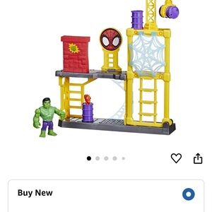 Marvel Superhero Playset with Spider-Man and Hulk - Red, Yellow, Green